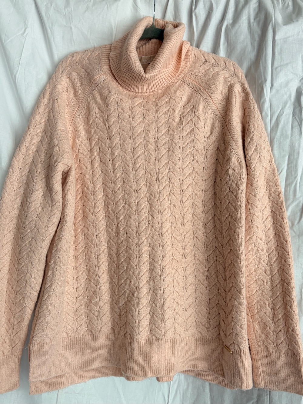Michael Kors Peach Cable Knit Turtleneck Sweater